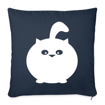 Chat rond épais, conception de chats drôles - Housse de coussin décorative 45 x 45 cm - bleu marine - Devant