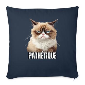 Humour chat en colère énervé pathétique sarcasme - Housse de coussin décorative 45 x 45 cm - bleu marine - Devant