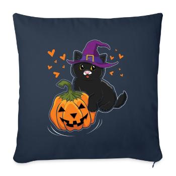 Witch Cat In Pumpkin Cool Creepy Halloween - Sofa pillowcase 17,3'' x 17,3'' (45 x 45 cm) - navy - Front