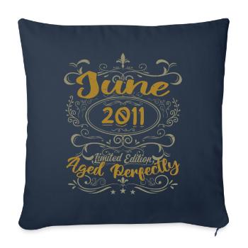 2011 Juin 2011 Cadeau Anniversaire Juin 2011 Juin - Housse de coussin décorative 45 x 45 cm - bleu marine - Devant