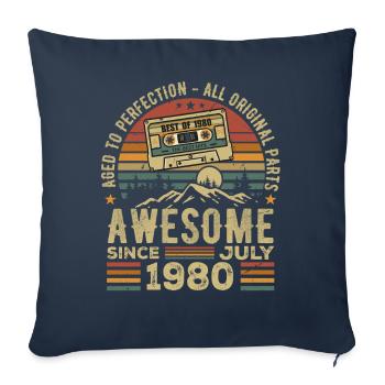1980 Juillet | Né en Juillet 1980 | Juillet 1980 - Housse de coussin décorative 45 x 45 cm - bleu marine - Devant