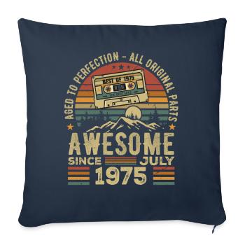1975 Juillet | Né en Juillet 1975 | Juillet 1975 - Housse de coussin décorative 45 x 45 cm - bleu marine - Devant