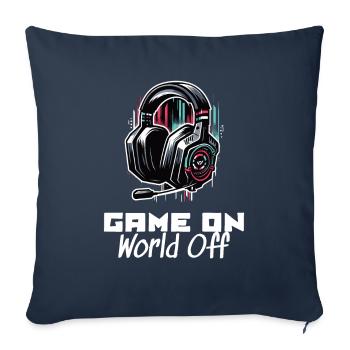 Game On World Off Gamer Dictons Chemise - Housse de coussin décorative 45 x 45 cm - bleu marine - Devant
