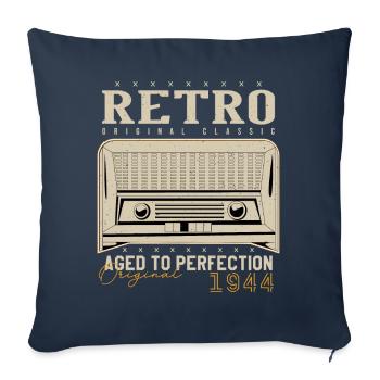 Rétro 1944 Cadeau Anniversaire 1944 Millésime 1944 - Housse de coussin décorative 45 x 45 cm - bleu marine - Devant
