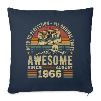 Né en Août 1966 Cadeau Anniversaire Août 1966 Août - Housse de coussin décorative 45 x 45 cm - bleu marine - Devant