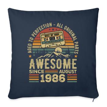 Né en Août 1986 Cadeau Anniversaire Août 1986 Août - Housse de coussin décorative 45 x 45 cm - bleu marine - Devant