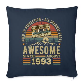 Né en Août 1993 Cadeau Anniversaire Août 1993 Août - Housse de coussin décorative 45 x 45 cm - bleu marine - Devant