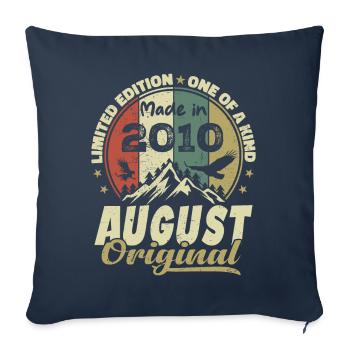Août 2010 Vintage 2010 Cadeau D'anniversaire Août - Housse de coussin décorative 45 x 45 cm - bleu marine - Devant