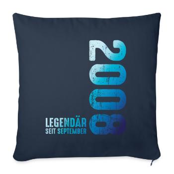 Septembre 2008 Année 2008 Rétro 2008 Millésime 2008 - Housse de coussin décorative 45 x 45 cm - bleu marine - Devant