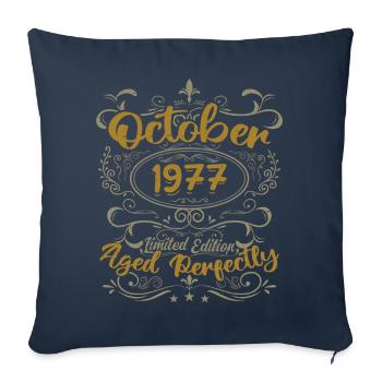 Octobre 1977 Cadeau 1977 Anniversaire Octobre 1977 - Housse de coussin décorative 45 x 45 cm - bleu marine - Devant