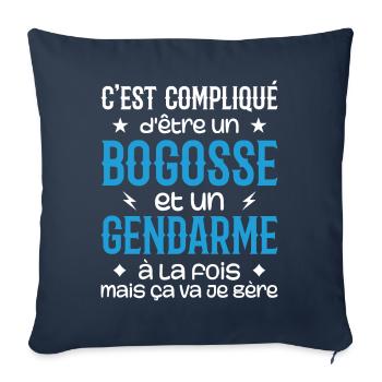 C'est compliqué d'être un bogosse et un gendarme - Housse de coussin décorative 45 x 45 cm - bleu marine - Devant