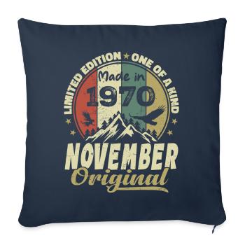 Novembre 1970, Cadeau D'anniversaire Novembre 1970 - Housse de coussin décorative 45 x 45 cm - bleu marine - Devant