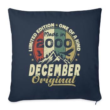 Vintage Cadeau Anniversaire Rétro - Décembre 2000 - Housse de coussin décorative 45 x 45 cm - bleu marine - Devant