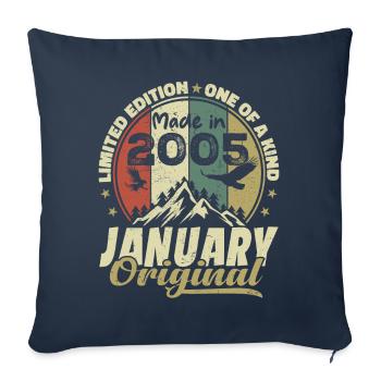 Anniversaire Janvier 2005 - Original Janvier 2005 - Housse de coussin décorative 45 x 45 cm - bleu marine - Devant