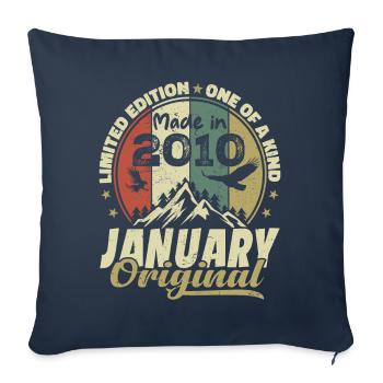 Anniversaire Janvier 2010 - Original Janvier 2010 - Housse de coussin décorative 45 x 45 cm - bleu marine - Devant