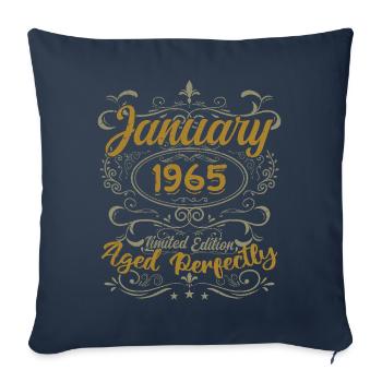 Janvier Cadeau D'anniversaire Nées En Janvier 1965 - Housse de coussin décorative 45 x 45 cm - bleu marine - Devant