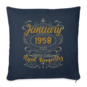 Janvier Cadeau D'anniversaire Nées En Janvier 1958 - Housse de coussin décorative 45 x 45 cm - bleu marine - Devant
