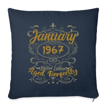 Janvier Cadeau D'anniversaire Nées En Janvier 1967 - Housse de coussin décorative 45 x 45 cm - bleu marine - Devant