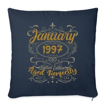 Janvier Cadeau D'anniversaire Nées En Janvier 1997 - Housse de coussin décorative 45 x 45 cm - bleu marine - Devant