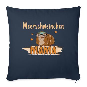 Maman cochon d’Inde avec cœur - Housse de coussin décorative 45 x 45 cm - bleu marine - Devant