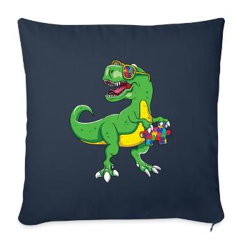 Autisme Dinosaure Puzzle Cool - Housse de coussin décorative 45 x 45 cm - bleu marine - Devant