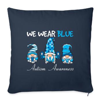 Autisme Nous Portons Conscience Gnome Bleu - Housse de coussin décorative 45 x 45 cm - bleu marine - Devant
