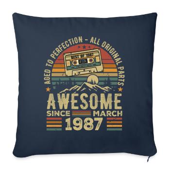 Mars 1987 cadeau anniversaire mars 1987 march 1987 - Housse de coussin décorative 45 x 45 cm - bleu marine - Devant