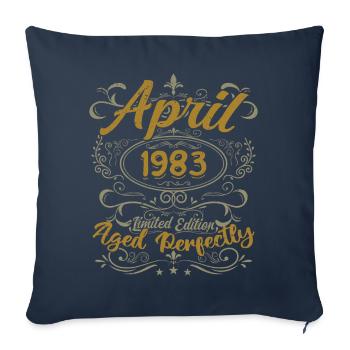 Avril 1983 Cadeau Anniversaire April 1983 - Housse de coussin décorative 45 x 45 cm - bleu marine - Devant