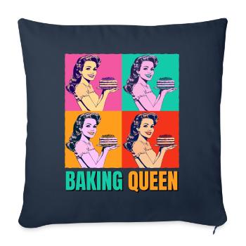 Backen Torte Backkönigin Backfee Bäckerin Pop Art - Sofakissenbezug 45 x 45 cm - Navy - Vorne