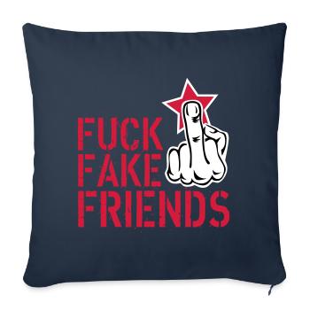 84 Doigts puants Doigts Moyens Fuck Fake Friends - Housse de coussin décorative 45 x 45 cm - bleu marine - Devant
