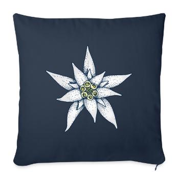 Fleur alpine d’Edelweiss - Housse de coussin décorative 45 x 45 cm - bleu marine - Devant