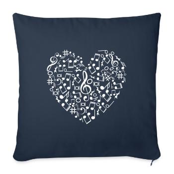 Cadeau de symboles musicaux coeur d'amour - Housse de coussin décorative 45 x 45 cm - bleu marine - Devant