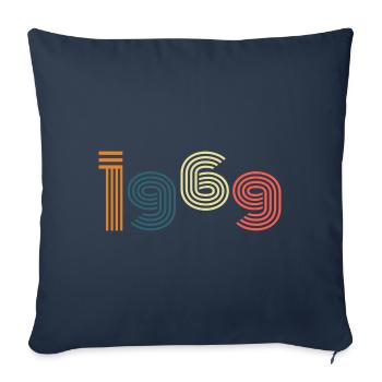 Cadeau d'anniversaire de style vintage 1969 - Housse de coussin décorative 45 x 45 cm - bleu marine - Devant