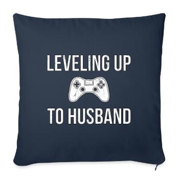 Leveling up to Husband Gift - Sofa pillowcase 17,3'' x 17,3'' (45 x 45 cm) - navy - Front