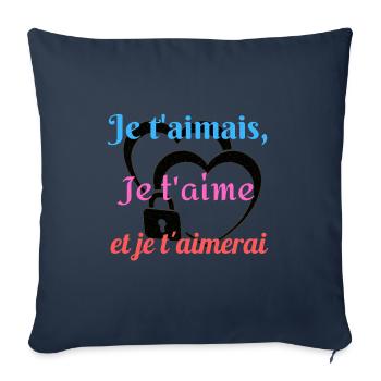 Je t aimais je t aime et je t aimerai - Housse de coussin décorative 45 x 45 cm - bleu marine - Devant
