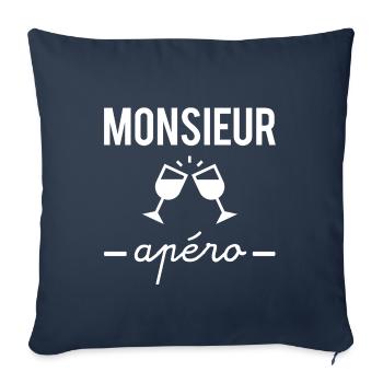 Monsieur apéro - Housse de coussin décorative 45 x 45 cm - bleu marine - Devant