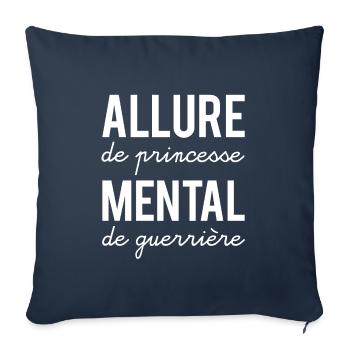 Allure de princesse mental de guerrière - Housse de coussin décorative 45 x 45 cm - bleu marine - Devant
