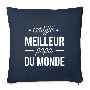 Certifié meilleur papa du monde - Housse de coussin décorative 45 x 45 cm - bleu marine - Devant