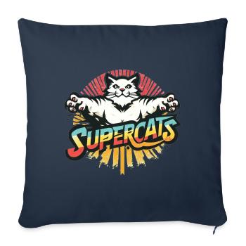 Supercats 4 Logo - Sofa pillowcase 17,3'' x 17,3'' (45 x 45 cm) - navy - Front