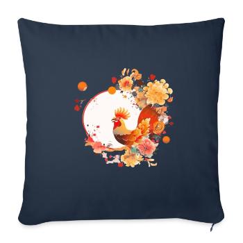 Coq du nouvel an chinois - Housse de coussin décorative 45 x 45 cm - bleu marine - Devant