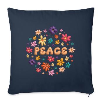 Peace & groovy flowers - Housse de coussin décorative 45 x 45 cm - bleu marine - Devant