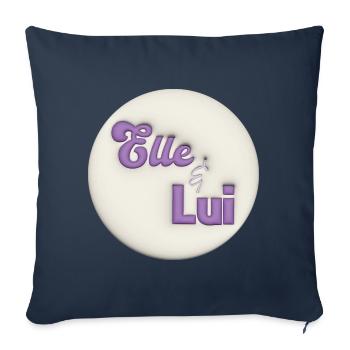 Elle & Lui effet bulle - Housse de coussin décorative 45 x 45 cm - bleu marine - Devant