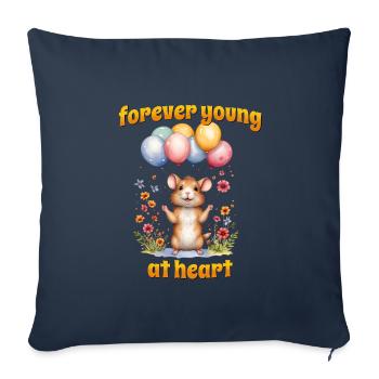 Toujours jeune de cœur, joyeux anniversaire ! - Housse de coussin décorative 45 x 45 cm - bleu marine - Devant