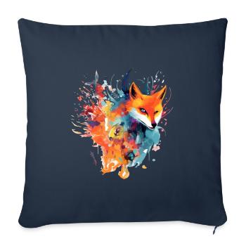Jou le renard phénix - Housse de coussin décorative 45 x 45 cm - bleu marine - Devant