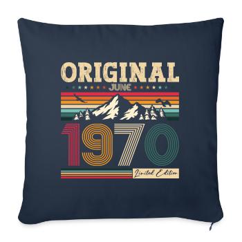 55ème anniversaire Original Juin 1970 Millésime 1970 - Housse de coussin décorative 45 x 45 cm - bleu marine - Devant