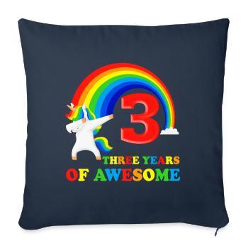 3. Geburtstag Geschenk 3 Jahre dabbing Einhorn - Sofakissenbezug 45 x 45 cm - Navy - Vorne