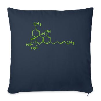 Cadeau de formule de cannabis de molécule de cannabis et de chanvre - Housse de coussin décorative 45 x 45 cm - bleu marine - Devant