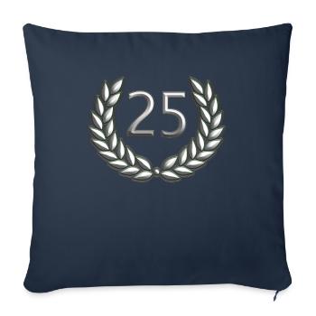 Mariage Mariage argent 25 ans avec couronne de laurier - Housse de coussin décorative 45 x 45 cm - bleu marine - Devant