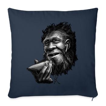 Caveman time travel - Sofa pillowcase 17,3'' x 17,3'' (45 x 45 cm) - navy - Front