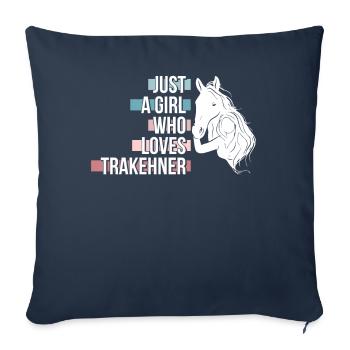 Cheval cheval de Cheval Trakehner cadeau - Housse de coussin décorative 45 x 45 cm - bleu marine - Devant